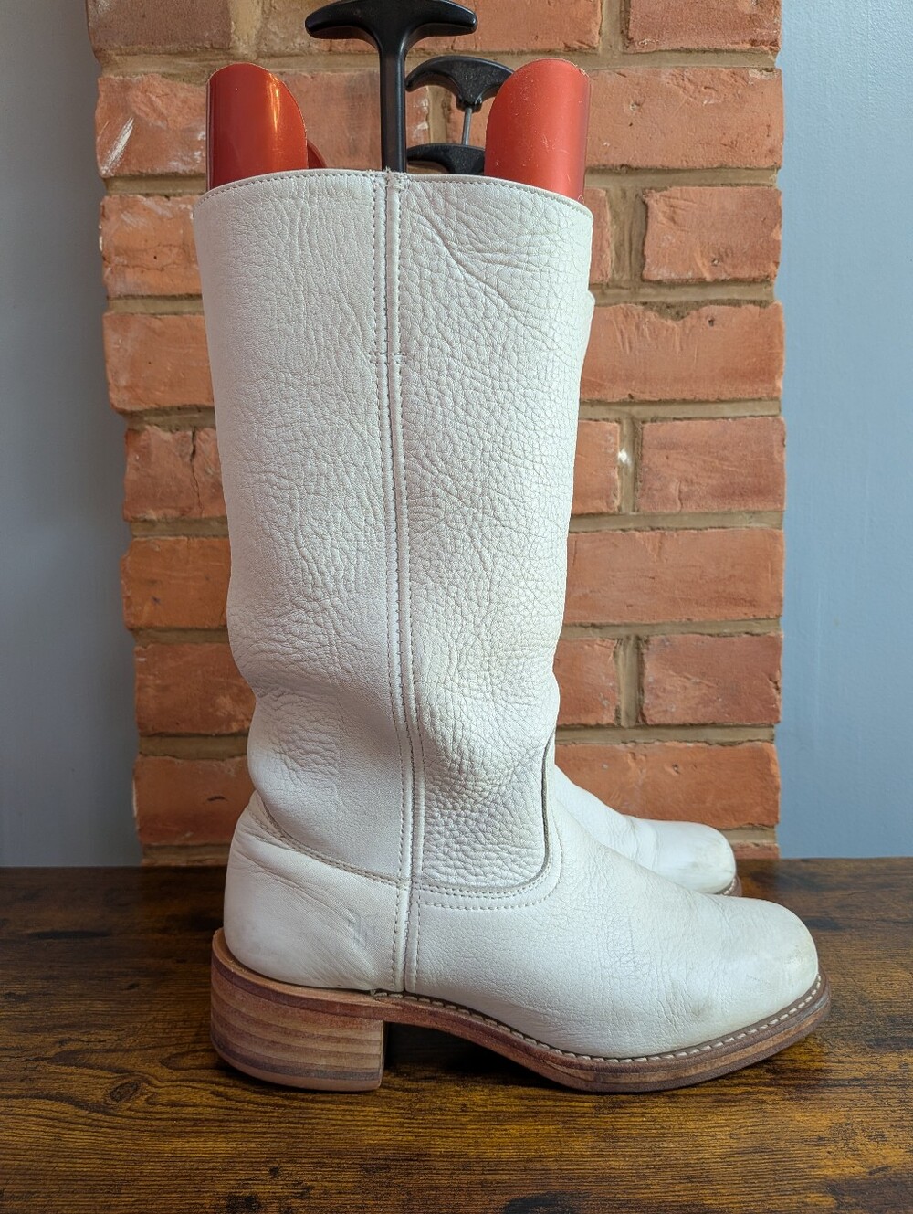 Frye 14l Campus Boots In Rare Ivory White Leather Women's Size 9.5 US